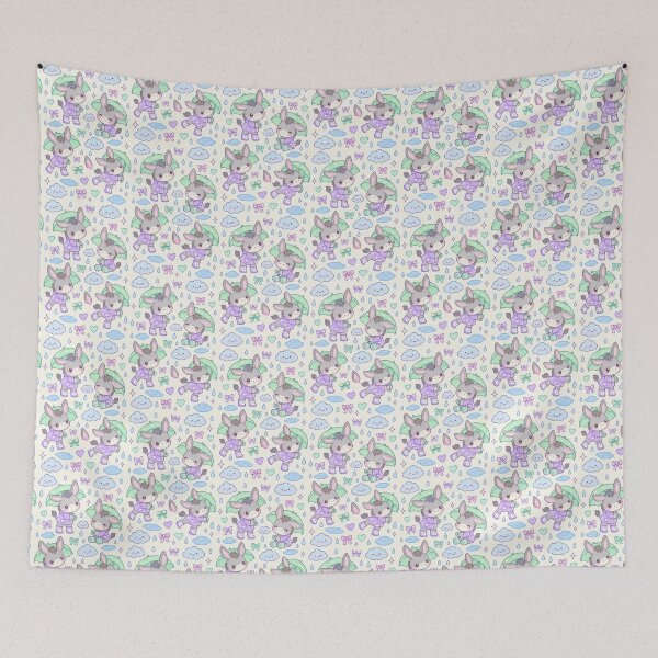 Item preview, Kawaii Rainy Day Donkey with Heart Rain Boots Pastel Pattern designed and sold by Soft Berry Studio.