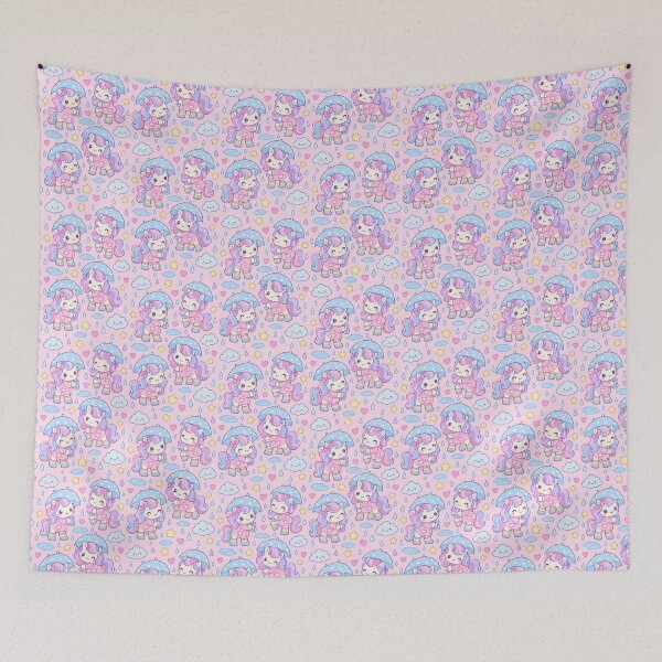 Item preview, Kawaii Rainy Day Pony with Rainbow Rain Boots Pastel Pattern designed and sold by Soft Berry Studio.