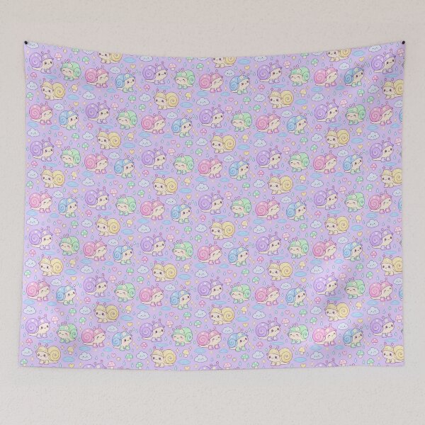 Item preview, Kawaii Rainy Day Snail with Flower Rain Boots Pastel Pattern designed and sold by Soft Berry Studio.
