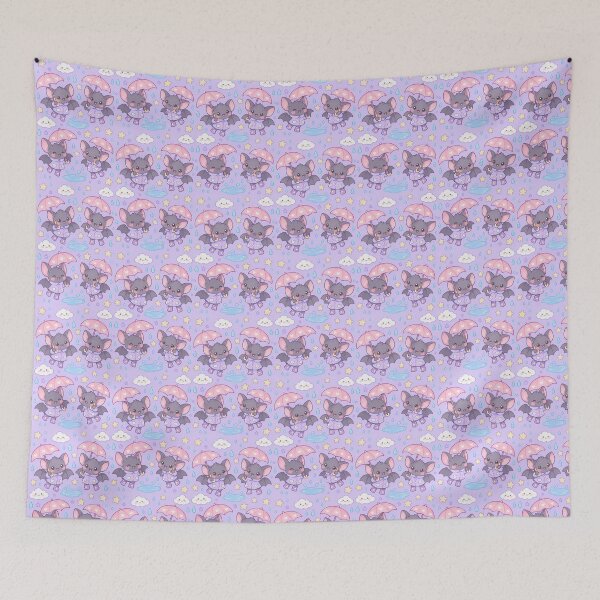Item preview, Kawaii Rainy Day Bat with Star Rain Boots Pastel Pattern designed and sold by Soft Berry Studio.