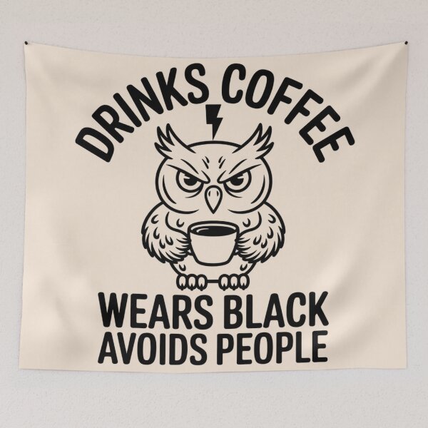 Item preview, DRINKS COFFEE WEARS BLACK AVOIDS PEOPLE designed and sold by 123ks.