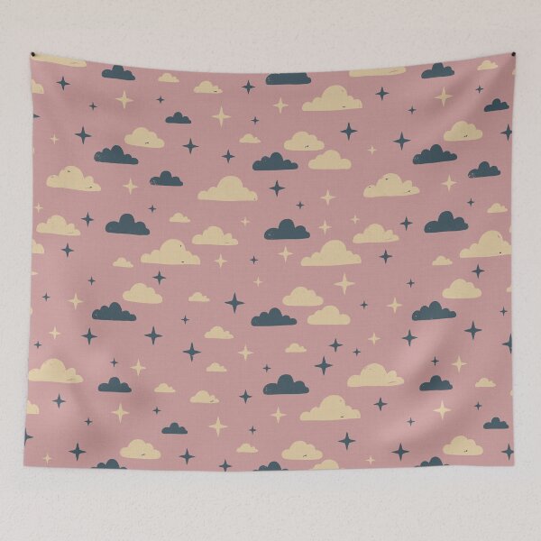 Item preview, Dusty Pink Celestial Clouds Whimsical Starry Night Dreams designed and sold by Pattique.
