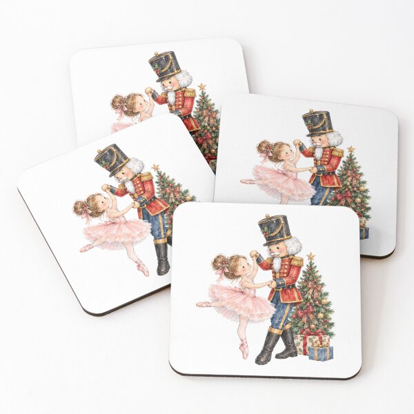 Item preview, Watercolor Little Ballerina Dancing with Nutcracker Soldier designed and sold by Watercolorsart.