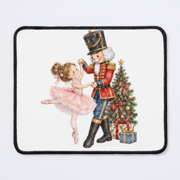 Item preview, Watercolor Little Ballerina Dancing with Nutcracker Soldier designed and sold by Watercolorsart.