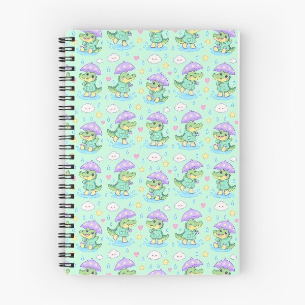 Item preview, Kawaii Rainy Day Crocodile Pattern with Star Rain Boots and Lavender Umbrellas designed and sold by Soft Berry Studio.