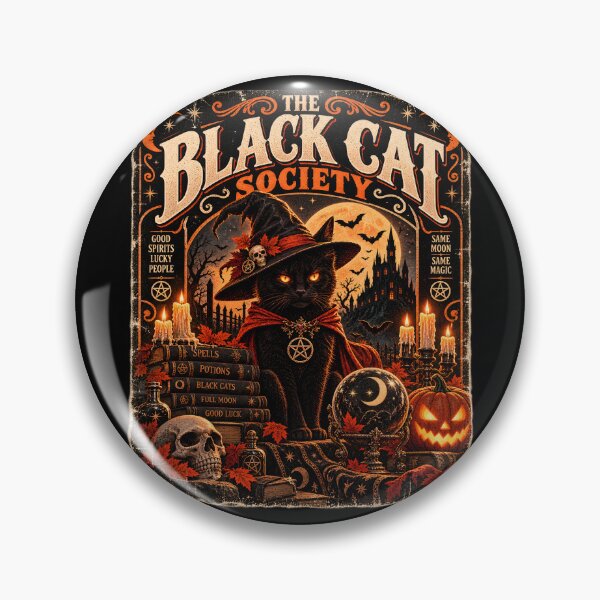 Item preview, The Black Cat Society — Vintage Gothic Halloween Witch Cat designed and sold by Dovarune.