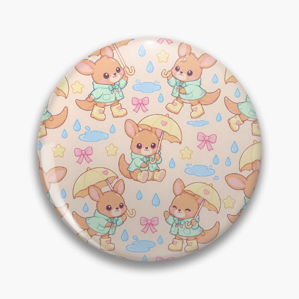 Item preview, Kawaii Rainy Day Kangaroo Pattern with Heart Rain Boots and Yellow Umbrellas designed and sold by Soft Berry Studio.
