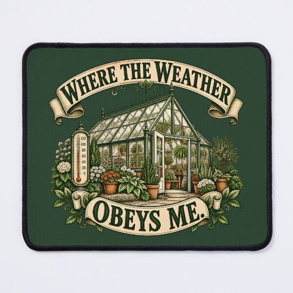 Item preview, Where the Weather Obeys Me Funny Greenhouse Gardener Vintage Victorian Glasshouse designed and sold by HooptownRV.