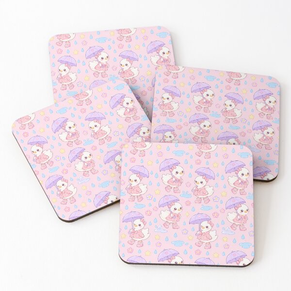 Item preview, Kawaii Rainy Day Swan Pattern with Pearl Rain Boots and Lavender Umbrellas designed and sold by Soft Berry Studio.
