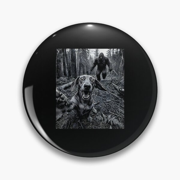 Item preview, Funny Dachshund Selfie Chased by Bigfoot Camping Adventure designed and sold by Brasovbit.