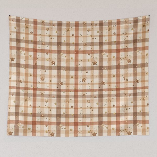 Item preview, Cozy Christmas Plaid & Golden Stars | Rustic Gingerbread Holiday Pattern designed and sold by Aniwhisper240.