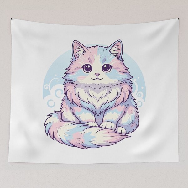 Item preview, Siberian Cat - Cute Pastel Kawaii Fluffy Kitty Art designed and sold by Lucid Dream Pixel.