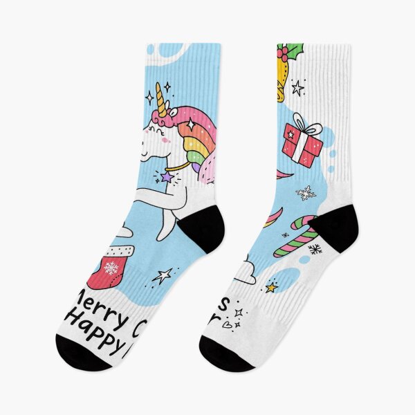 Item preview, Merry Christmas & Happy New Year Unicorn - Cute Kawaii Rainbow Unicorn Christmas Doodle  designed and sold by Deepsleepstudio.