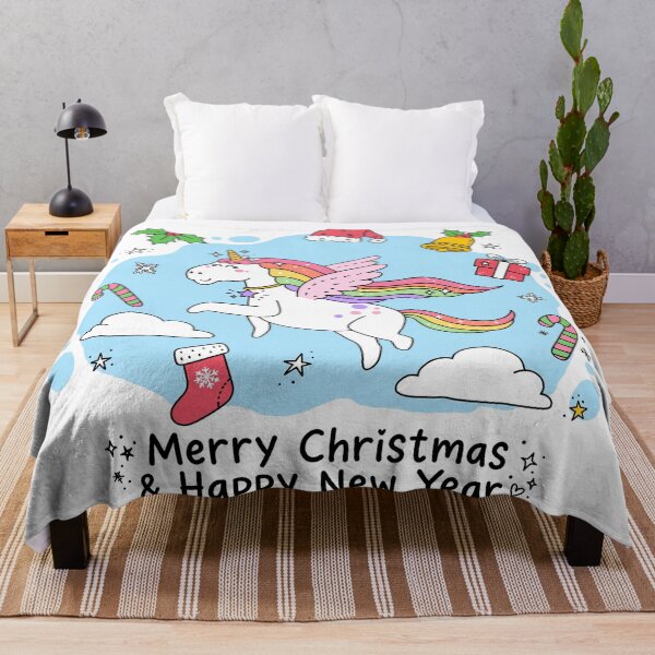 Item preview, Merry Christmas & Happy New Year Unicorn - Cute Kawaii Rainbow Unicorn Christmas Doodle designed and sold by Deepsleepstudio.