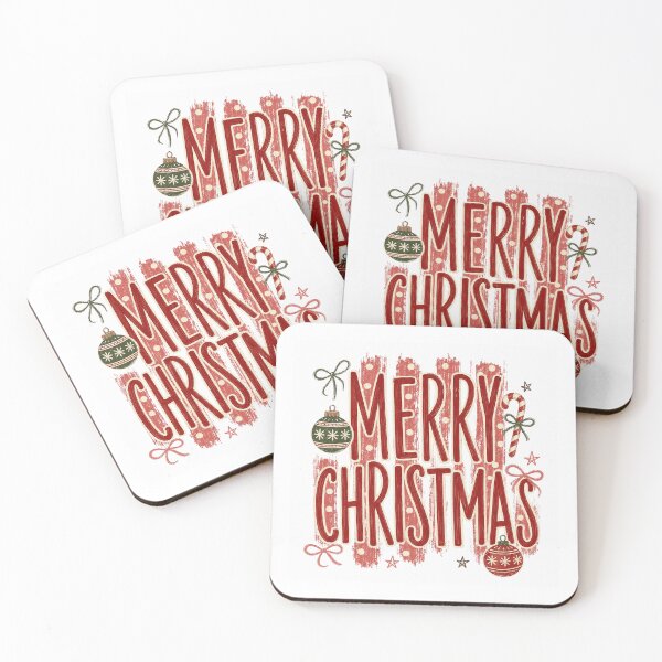 Item preview, Merry Christmas Retro Lettering with Bows and Ornaments designed and sold by Cute-and-Co.