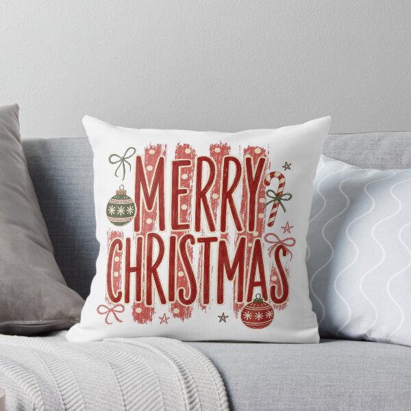 Item preview, Merry Christmas Retro Lettering with Bows and Ornaments designed and sold by Cute-and-Co.