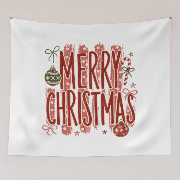 Item preview, Merry Christmas Retro Lettering with Bows and Ornaments designed and sold by Cute-and-Co.