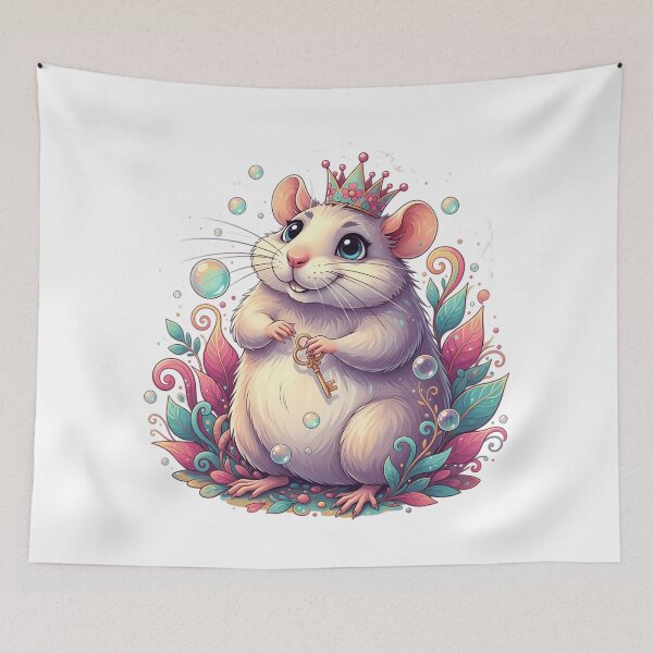 Item preview, Fancy Rat Queen - Cute Whimsical Pastel Rat with Crown designed and sold by Lucid Dream Pixel.