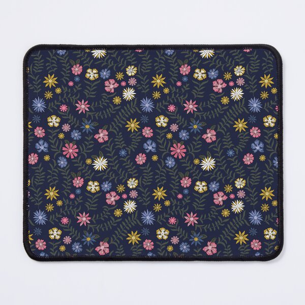 Item preview, Navy Blue Folk Art Floral Pattern designed and sold by EK EXCLUSIVE.