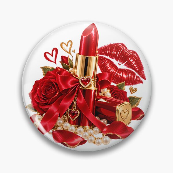 Item preview, Glamorous Red Lipstick with Roses and Satin Bow designed and sold by TinyWeird.