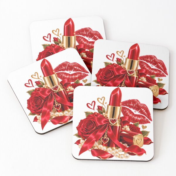 Item preview, Glamorous Red Lipstick with Roses and Satin Bow designed and sold by TinyWeird.