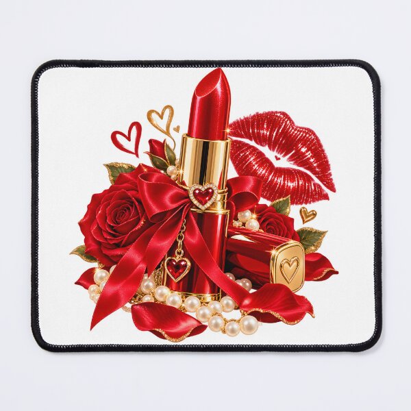 Item preview, Glamorous Red Lipstick with Roses and Satin Bow designed and sold by TinyWeird.