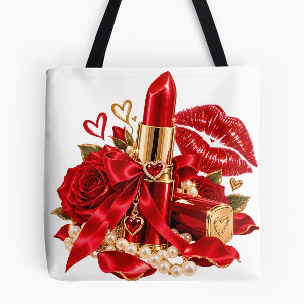 Item preview, Glamorous Red Lipstick with Roses and Satin Bow designed and sold by TinyWeird.