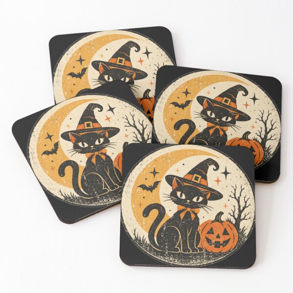 Item preview, Black Witch Cat and Pumpkin designed and sold by Blink Art Studio.