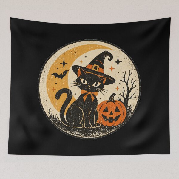 Item preview, Black Witch Cat and Pumpkin designed and sold by Blink Art Studio.