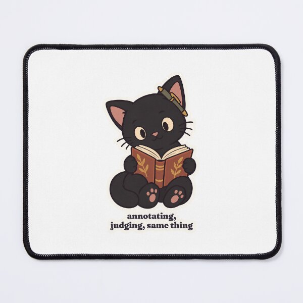 Item preview, Judgy Black Cat Annotating Books Dark Academia designed and sold by OuqCreations.