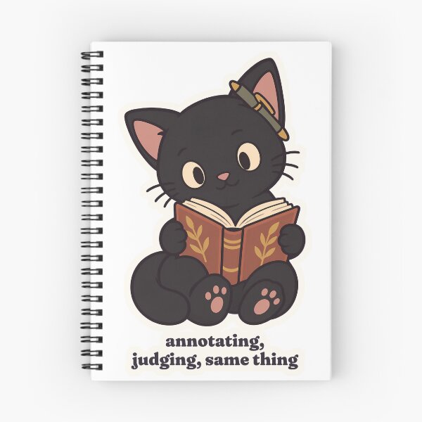Item preview, Judgy Black Cat Annotating Books Dark Academia designed and sold by OuqCreations.