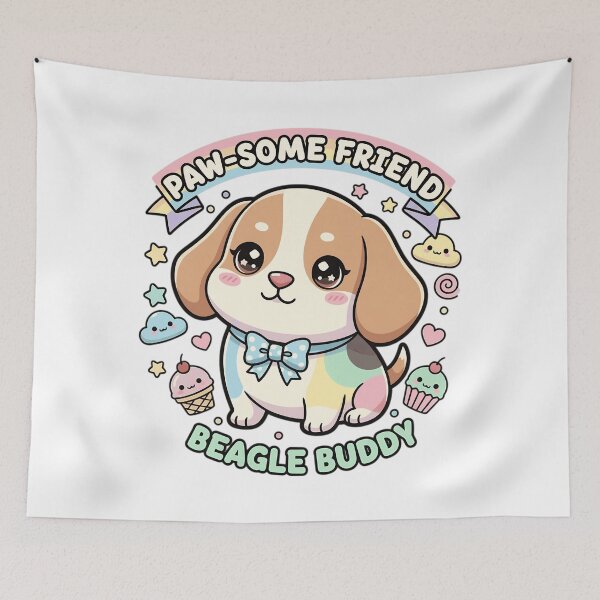 Item preview, Beagle Buddy - Cute Pastel Kawaii Puppy with Bow Tie designed and sold by Lucid Dream Pixel.