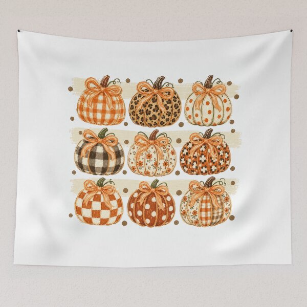 Item preview, Autumn Bow Pumpkins with Leopard Gingham and Florals designed and sold by Cute-and-Co.