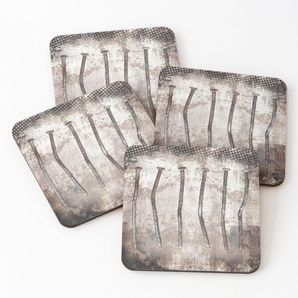Item preview, Six Bent Rusty Brown Used Nails Hardware Specimen Row designed and sold by Ghoul Enterprises.
