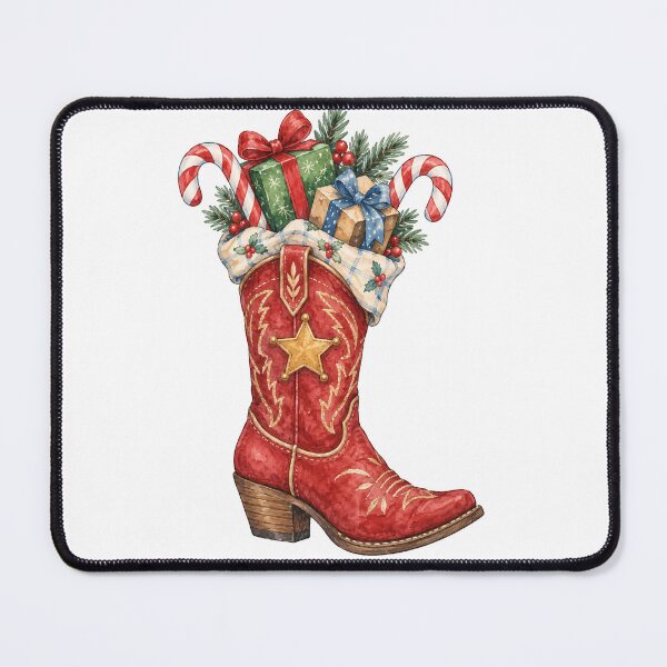 Item preview, Red Cowboy Boot Christmas Stocking with Candy Canes designed and sold by Watercolorsart.