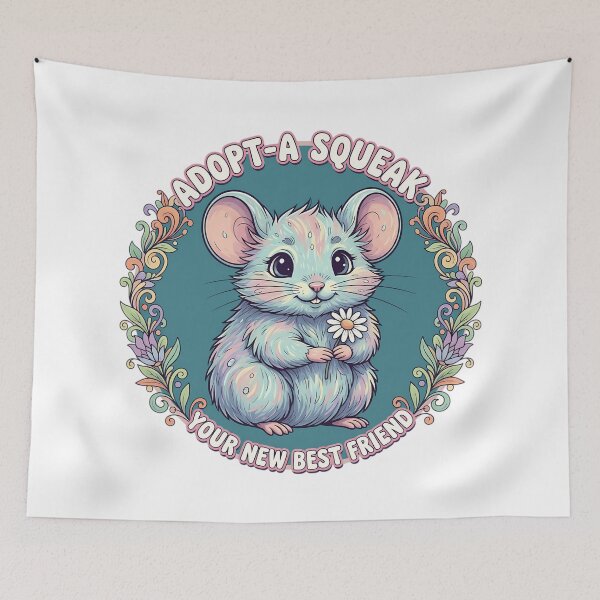 Item preview, Adopt-a-Squeak Pet Mouse - Cute Floral Kawaii Illustration designed and sold by Lucid Dream Pixel.