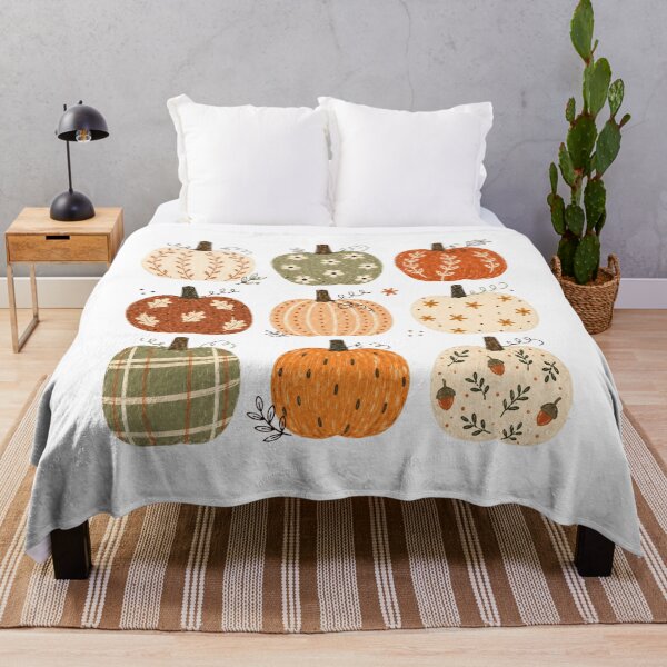 Item preview, Nine Patterned Fall Pumpkins in Sage Orange and Cream designed and sold by Cute-and-Co.