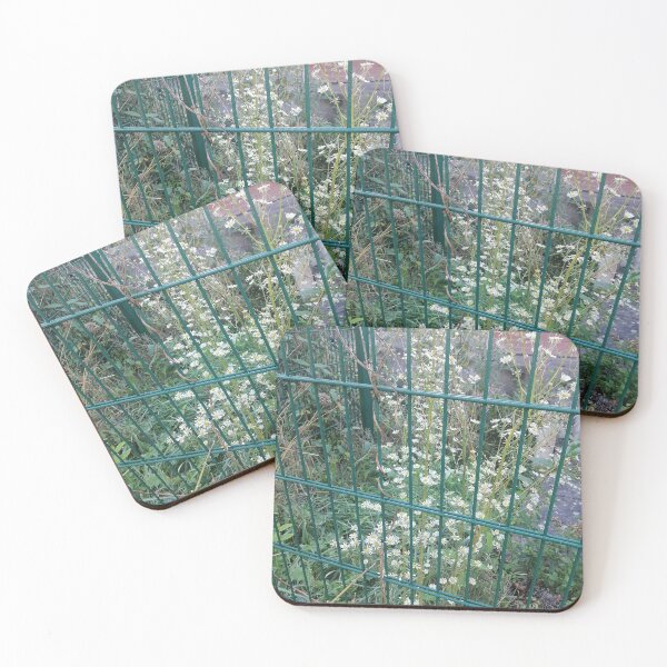 Item preview, White Wildflowers Growing Behind Green Fence designed and sold by PhuongVoArt.