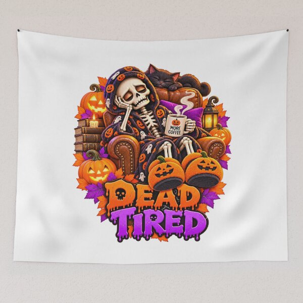 Item preview, Dead Tired — Funny Skeleton Coffee Halloween Design designed and sold by Dovarune.
