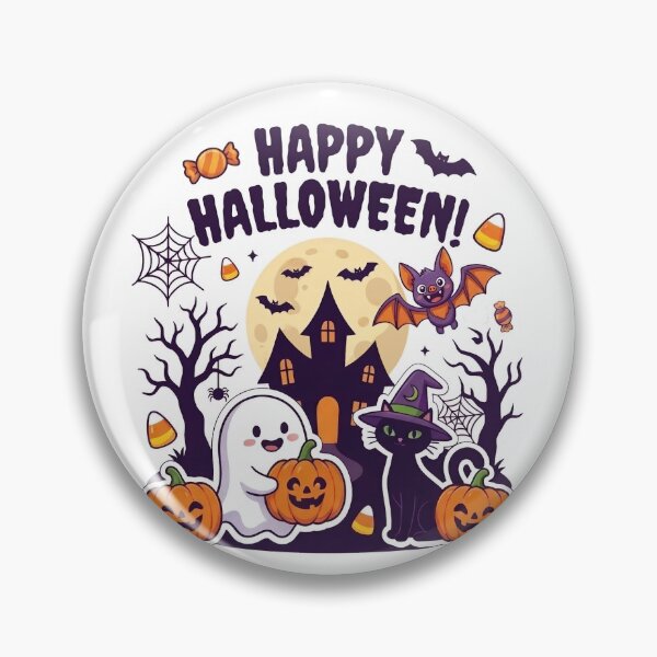 Item preview, Cute Happy Halloween Sticker – Kawaii Haunted House Scene designed and sold by Print-wala.
