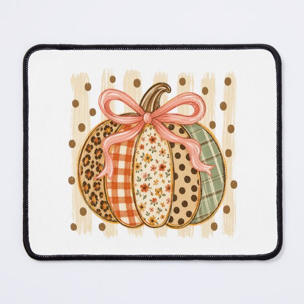 Item preview, Coquette Pumpkin with Pink Bow and Mixed Autumn Patterns designed and sold by Cute-and-Co.