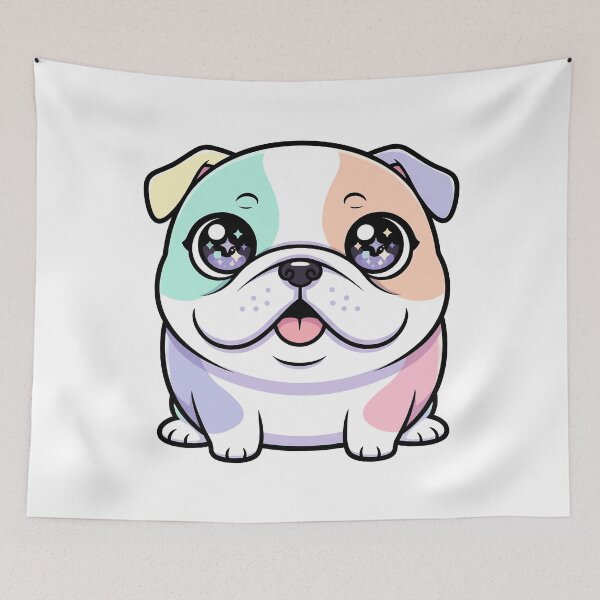 Item preview, Bulldog Puppy - Cute Pastel Patchwork Kawaii Dog Art designed and sold by Lucid Dream Pixel.