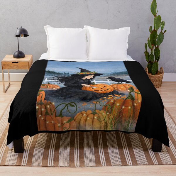 Item preview, Black witch and crow -Jack Carving - carving jack-o-lantern with knife, crow watching. designed and sold by DibujandoPorfa.