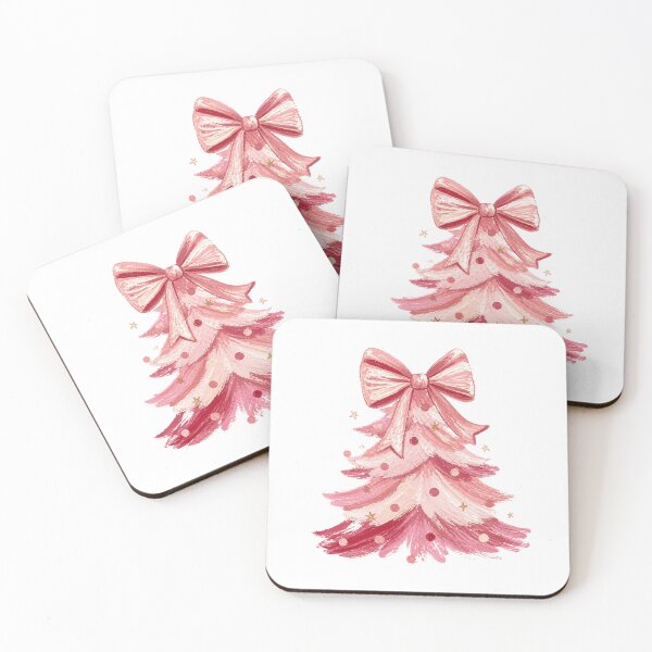 Item preview, Pink Christmas Tree with Gingham Bow and Golden Stars designed and sold by Cute-and-Co.