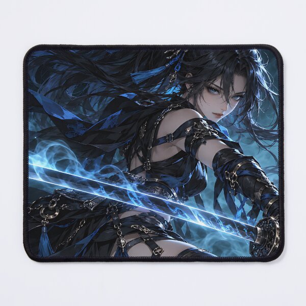Item preview, Blue Demon Hunter – Mystical Anime Warrior designed and sold by rolfzogg ART.