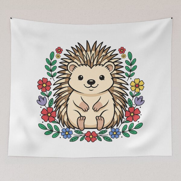 Item preview, Hedgehog Sitting Among Wildflowers - Colorful Spring Garden designed and sold by Lucid Dream Pixel.