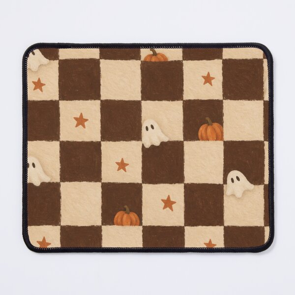 Item preview, Cozy Halloween Checkerboard Pattern | Cute Ghosts, Pumpkins & Rust Stars designed and sold by Aniwhisper240.