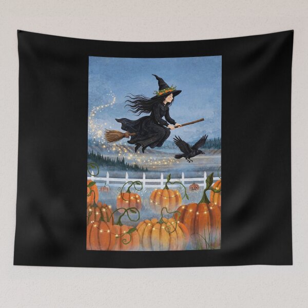 Item preview, Black witch and crow -Flying to the moon. designed and sold by DibujandoPorfa.