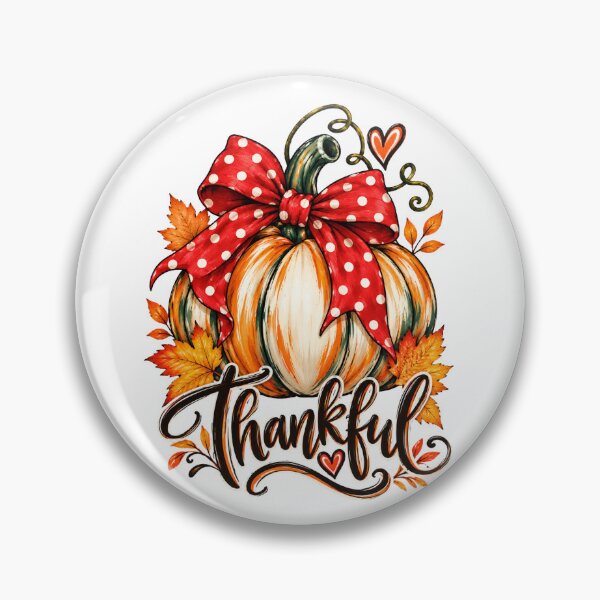 Item preview, Thankful Pumpkin with Red Polka Dot Bow Fall Thanksgiving Art designed and sold by RAYOUS.