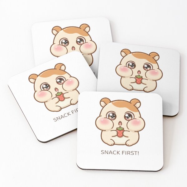 Item preview, Pudding the Chubby Hamster with a Strawberry — Snack First, Funny Kawaii Hamster designed and sold by tomynator.